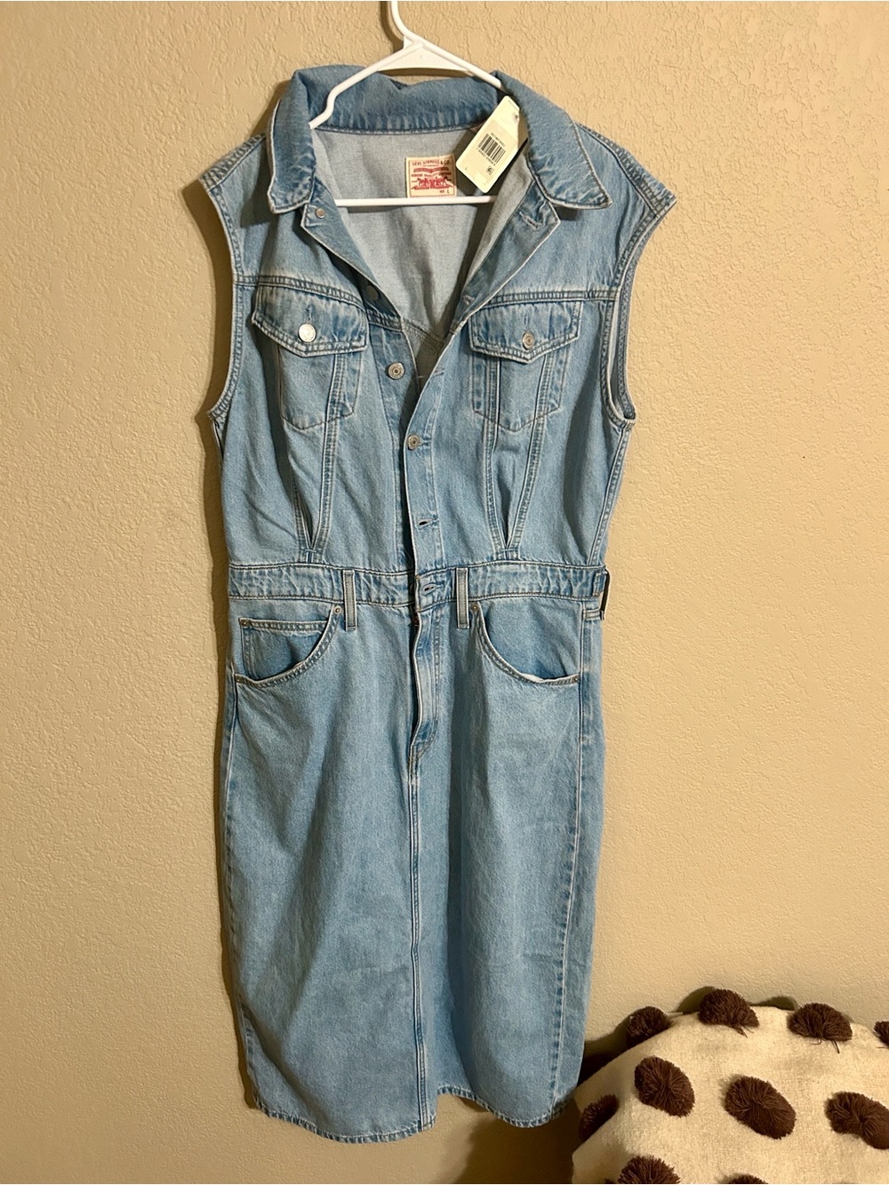 Levi's Light Blue Denim Sleeveless Midi Dress